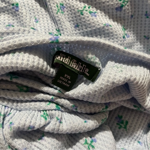 Baby Blue Floral Print Waffle Weave Textured Dress with Pockets - Picture 8 of 9